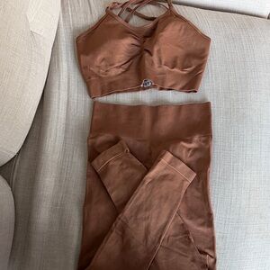 Brown Sports Bra and Leggings Set